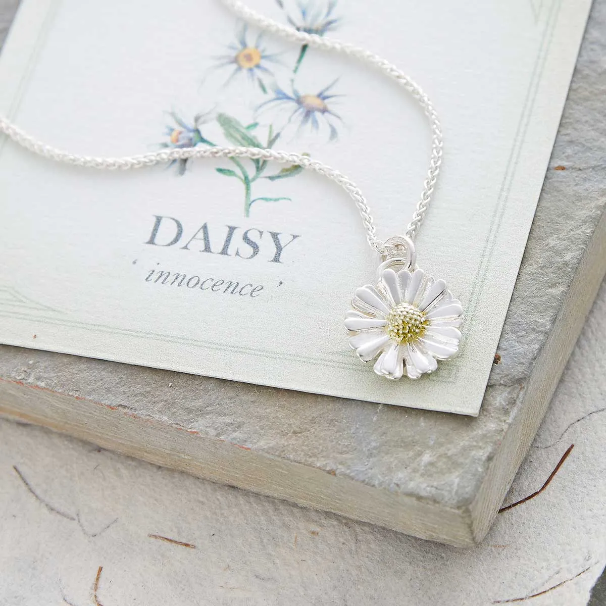 Daisy Silver & Solid Gold Necklace