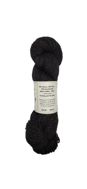 Dark Grey 60% Alpaca 20% Nylon 20% Rambouillet SKU 415