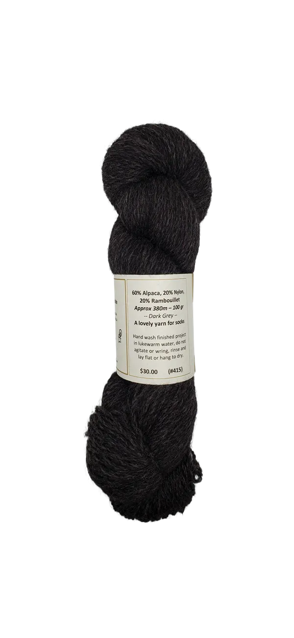 Dark Grey 60% Alpaca 20% Nylon 20% Rambouillet SKU 415