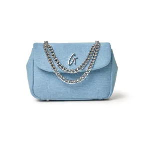 DENIM MINI CLASSIC FLAP BAG-SILVER