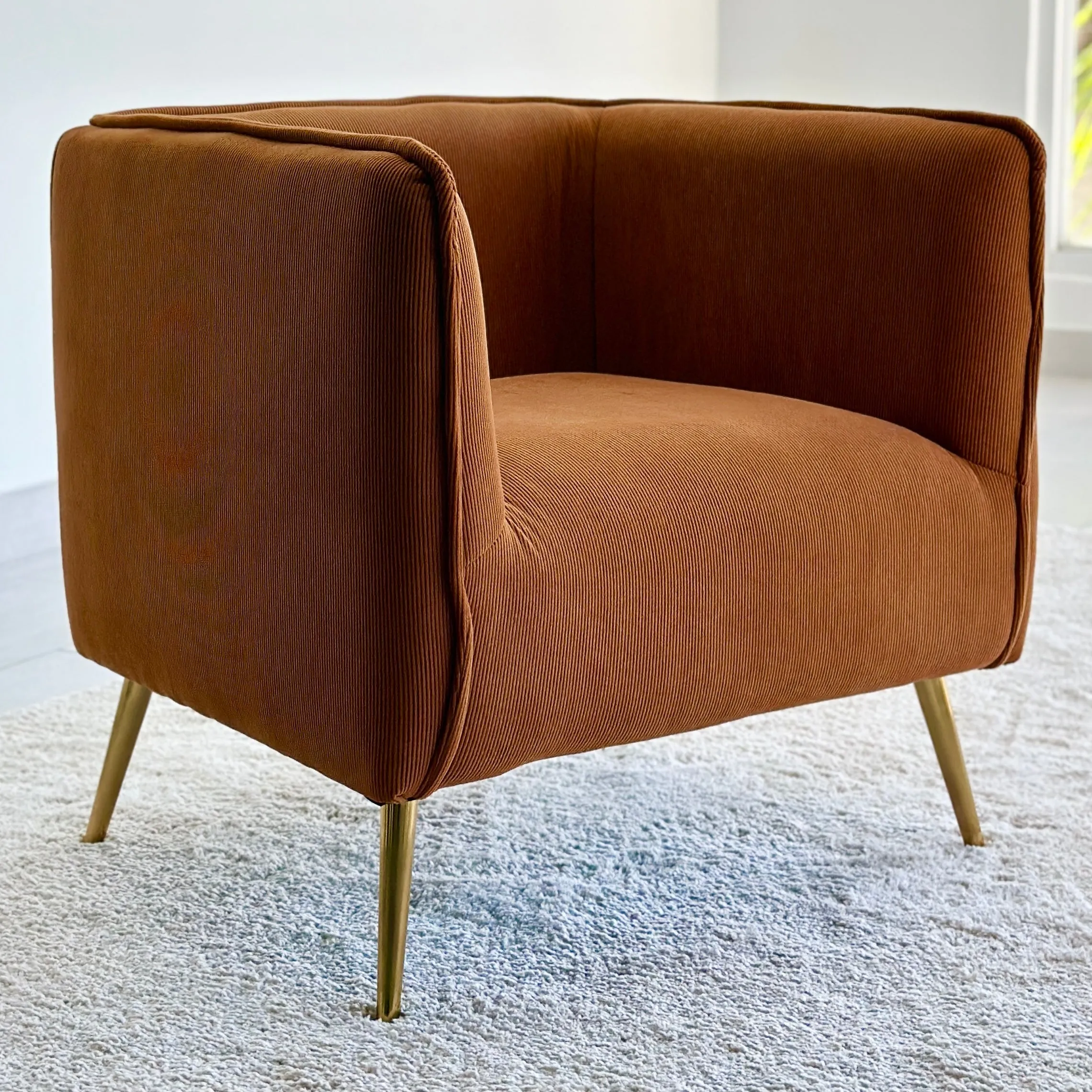 Dice Cognac Velvet Accent Chair