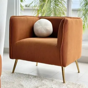 Dice Cognac Velvet Accent Chair