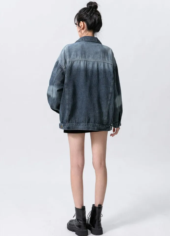 Distressed Faded Denim Jacket