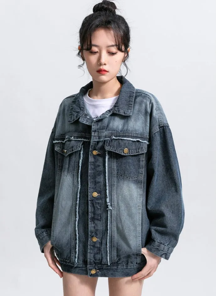 Distressed Faded Denim Jacket