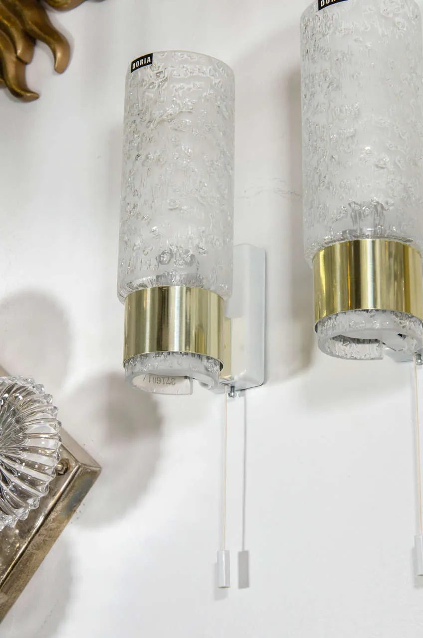 Doria Leuchten Germany Sconces in Glass and Brass