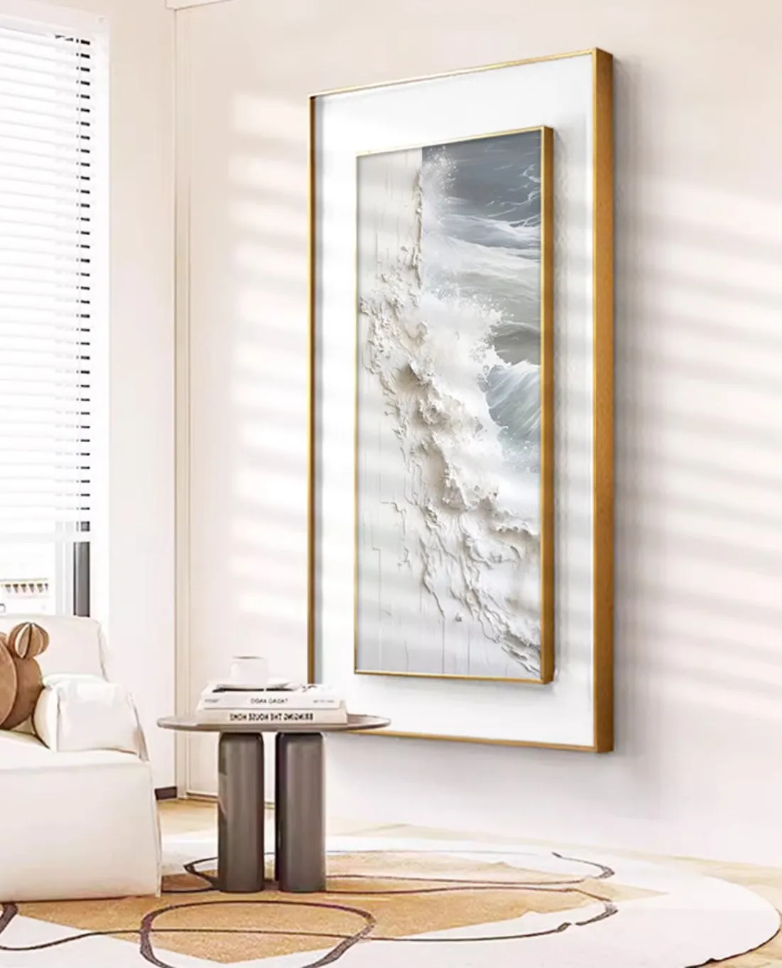 Double Framed Abstract Waves in the Sea Wall Art