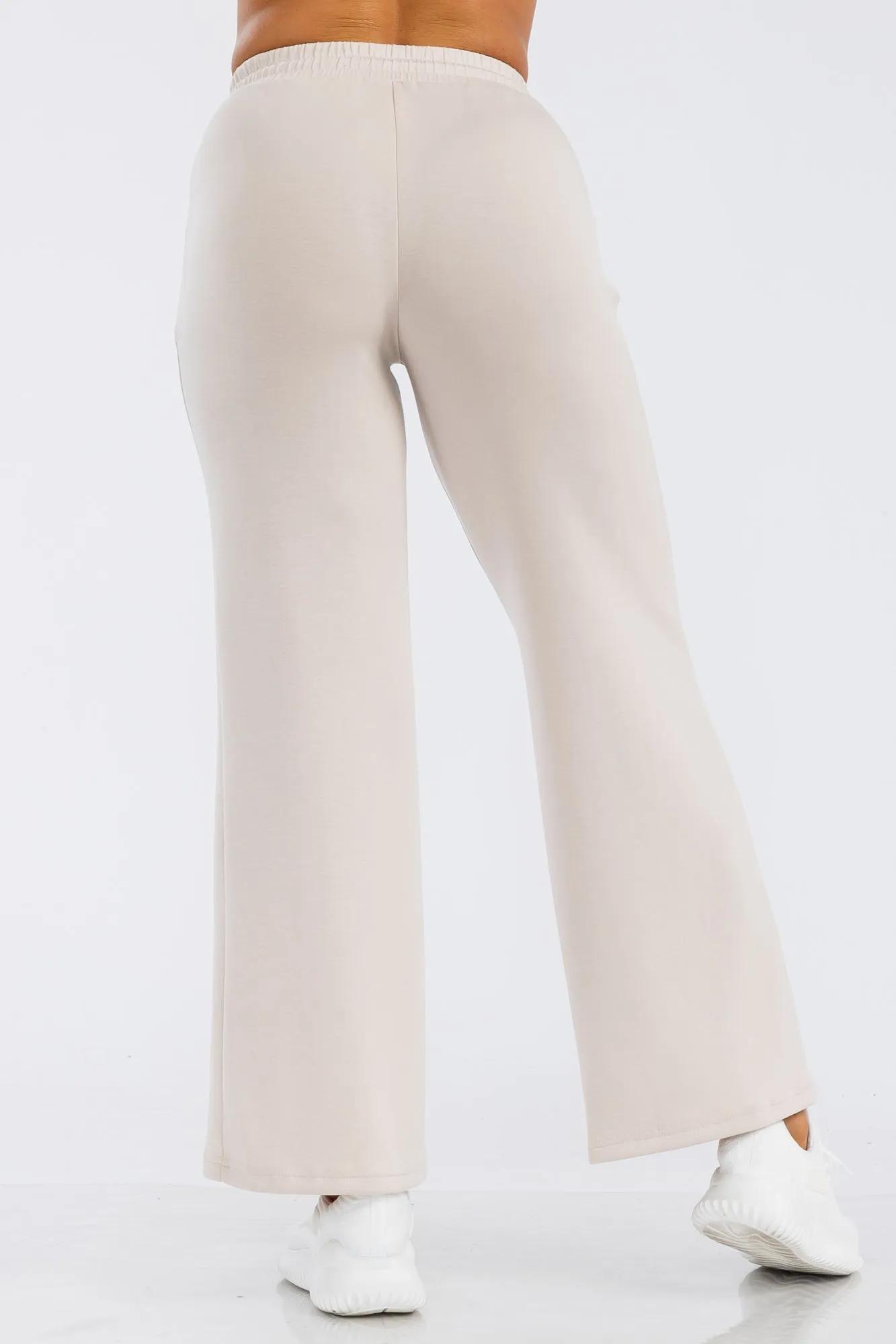 Drawstring Waist Straight Leg Pants - Almond Milk