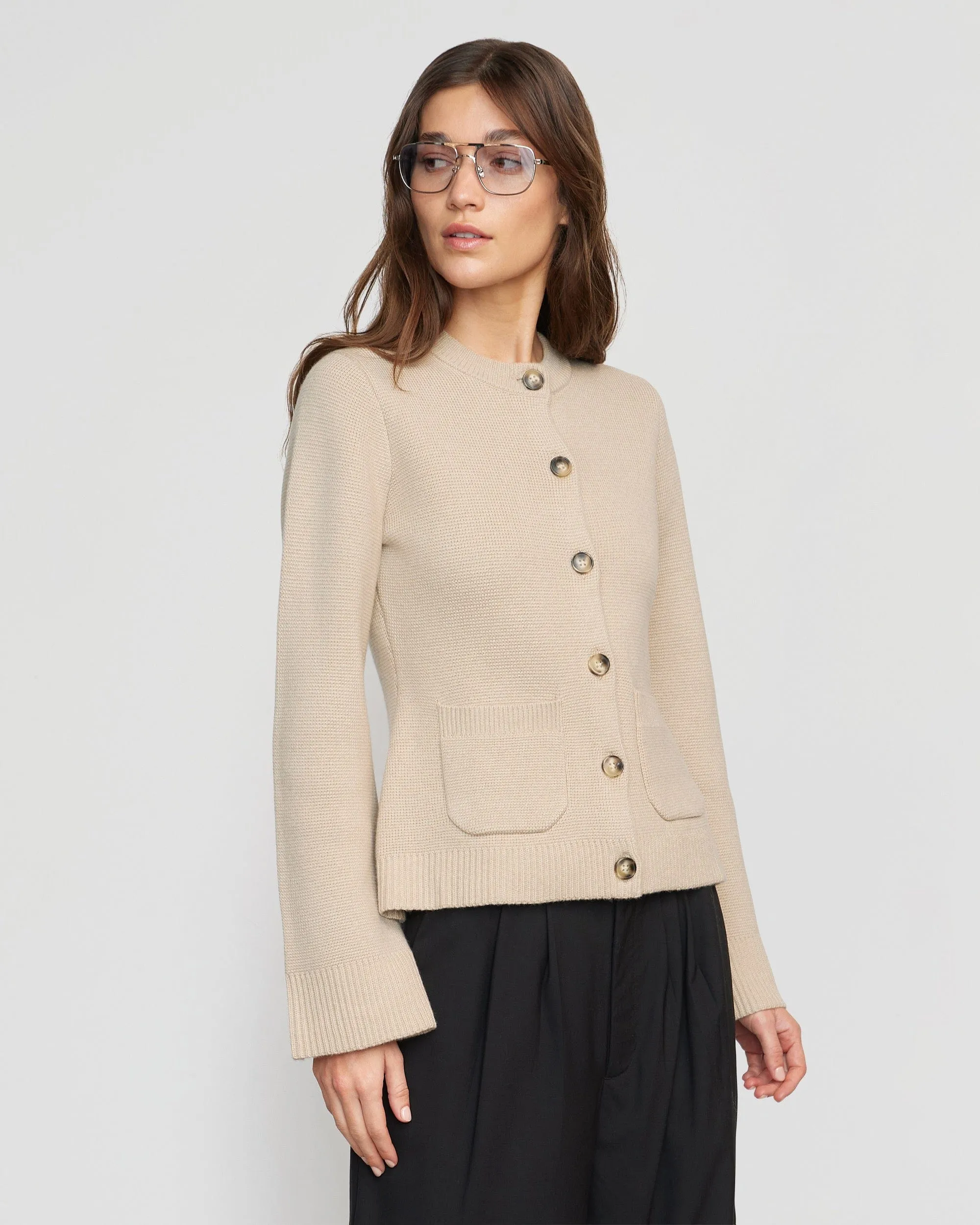 Eames Organic Cotton-Wool Button Cardigan