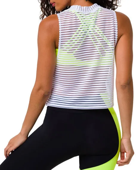 Edge Tank -White Stripe Mesh