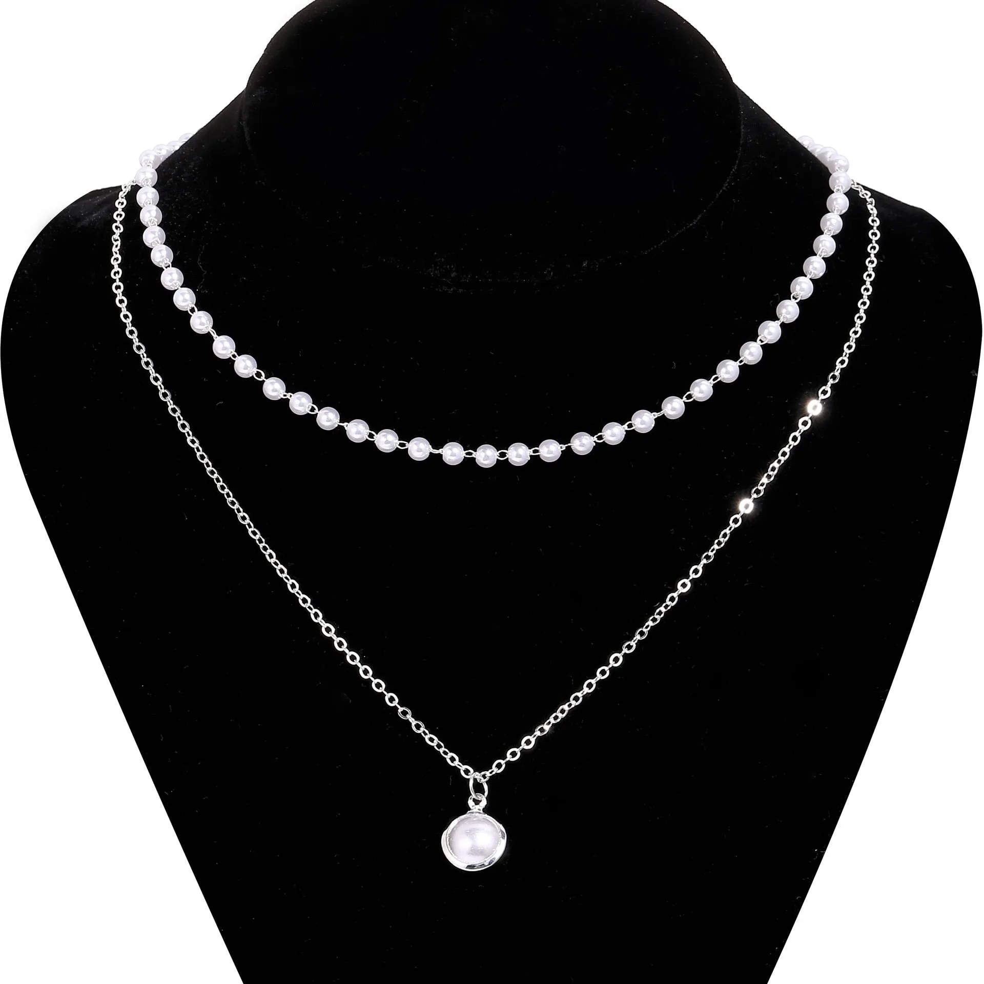 Elegant Retro Style Double-Layer Pearl Necklace - Choker