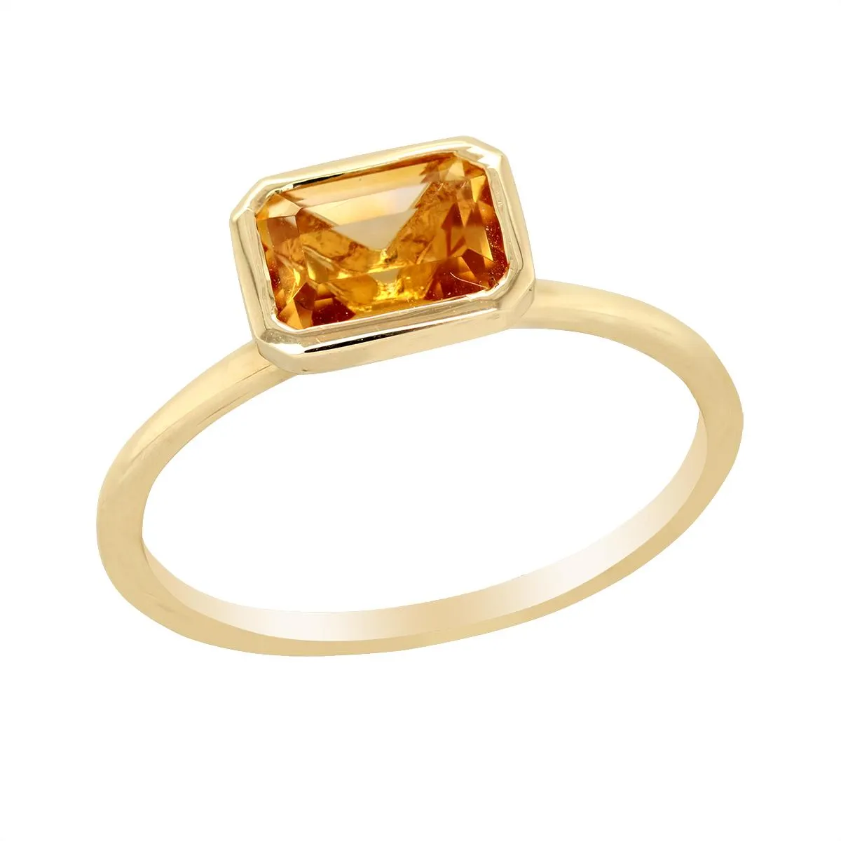 EMERALD CUT CITRINE RING