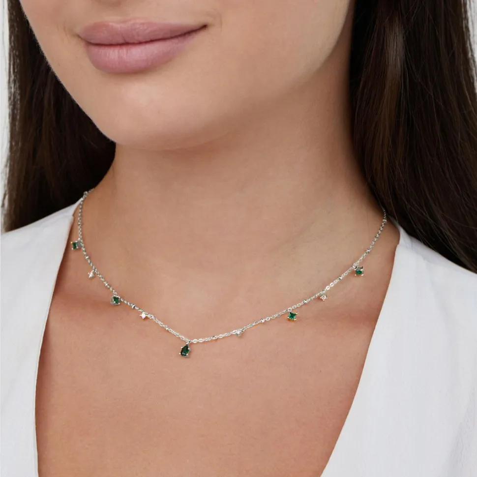 Emily Crystal Silver Necklace