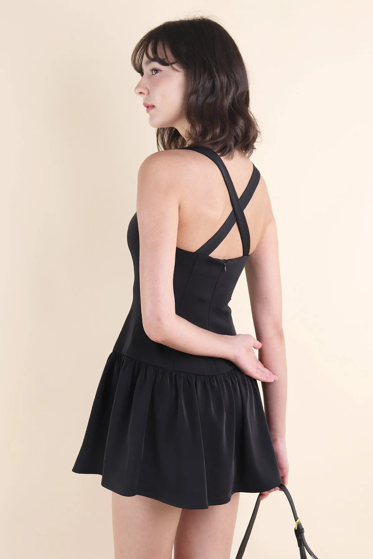 EMMY X BACK DRESS IN BLACK