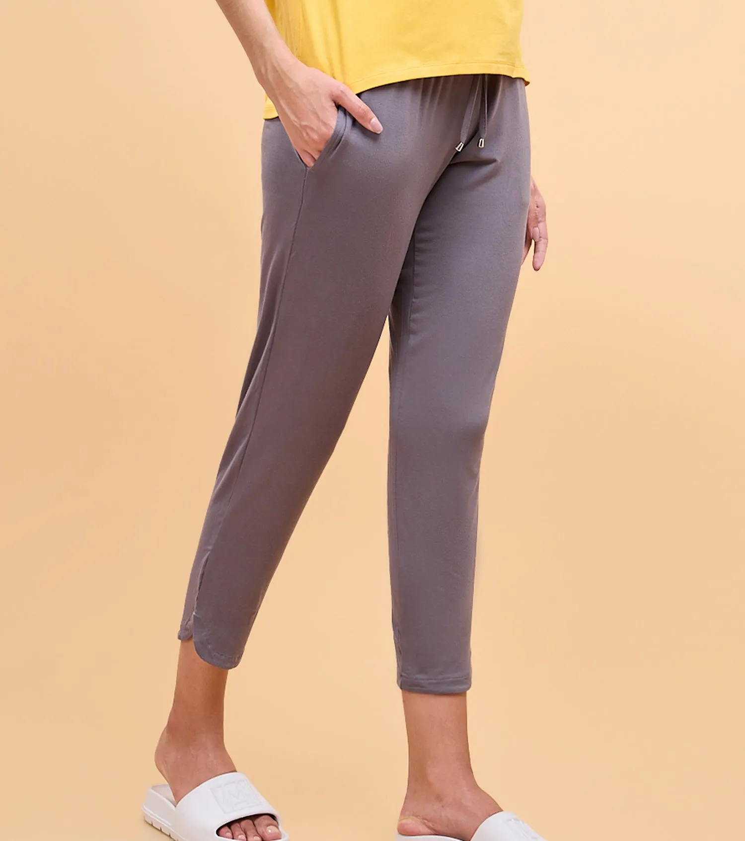 Enamor Essentials Womens E048-Mid Rise 7/8th Relaxed fit Lounge Pants