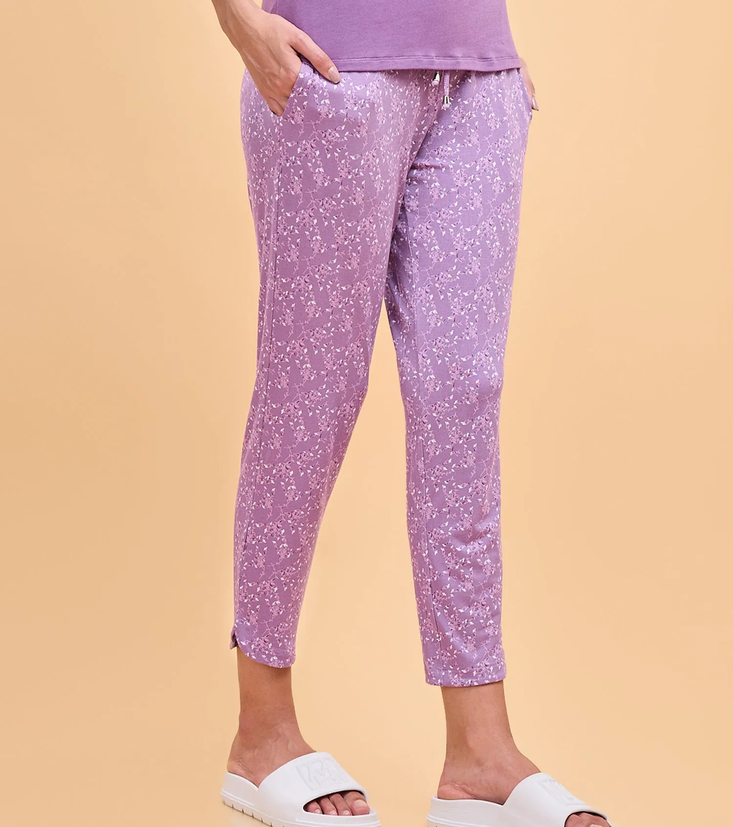 Enamor Essentials Womens E048-Mid Rise 7/8th Relaxed fit Lounge Pants