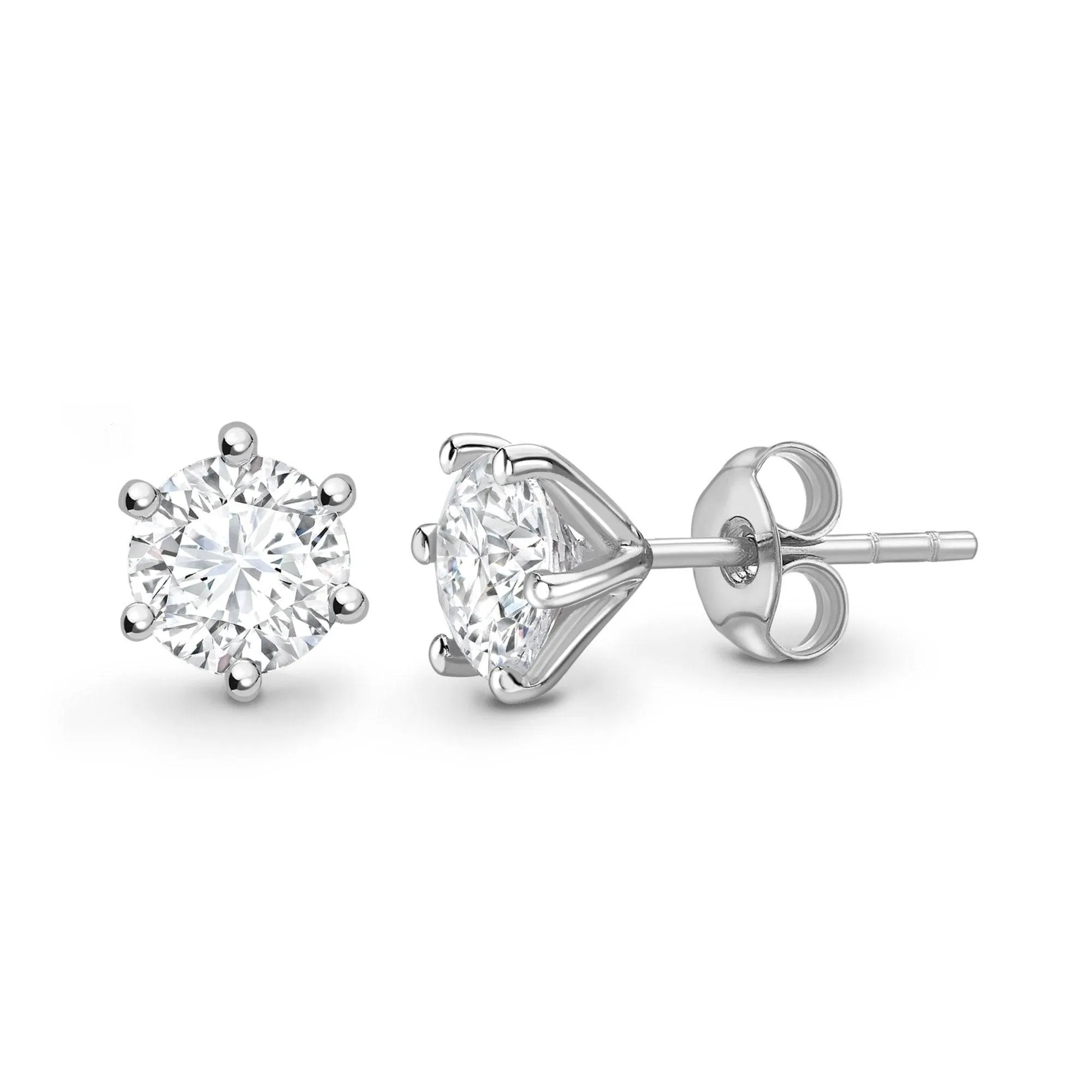 Erista ROUND BRILLIANT DIAMOND SOLITAIRE SIX CLAW STUD EARRINGS