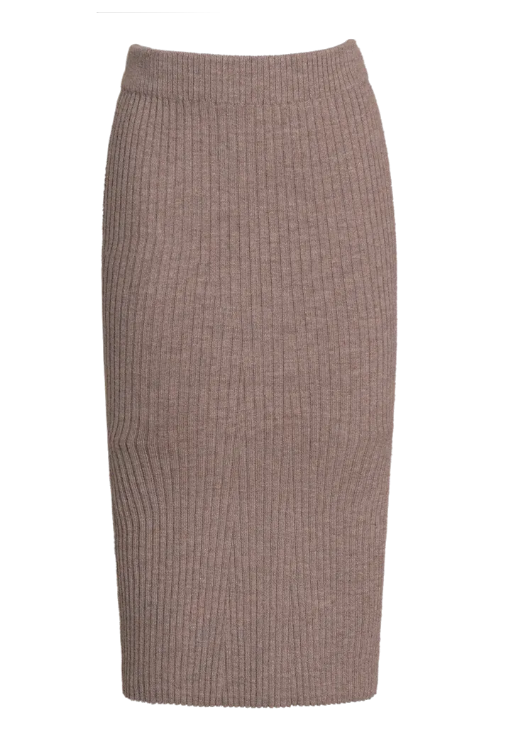 Eva Ribbed Midi Skirt | Camel