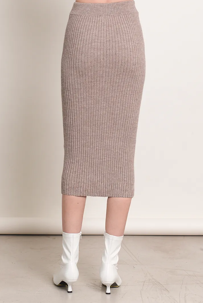 Eva Ribbed Midi Skirt | Camel