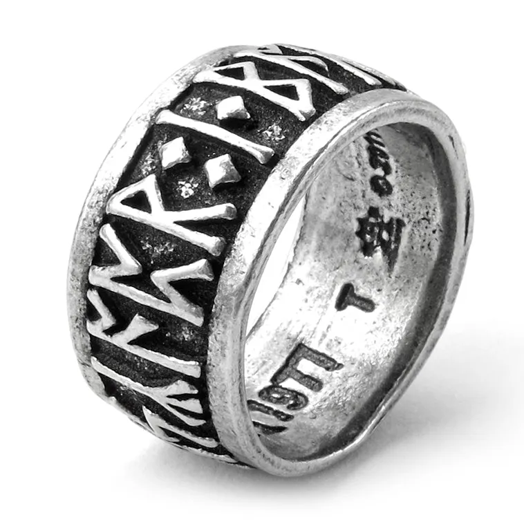 Extra Wide Rune Ring - English Pewter