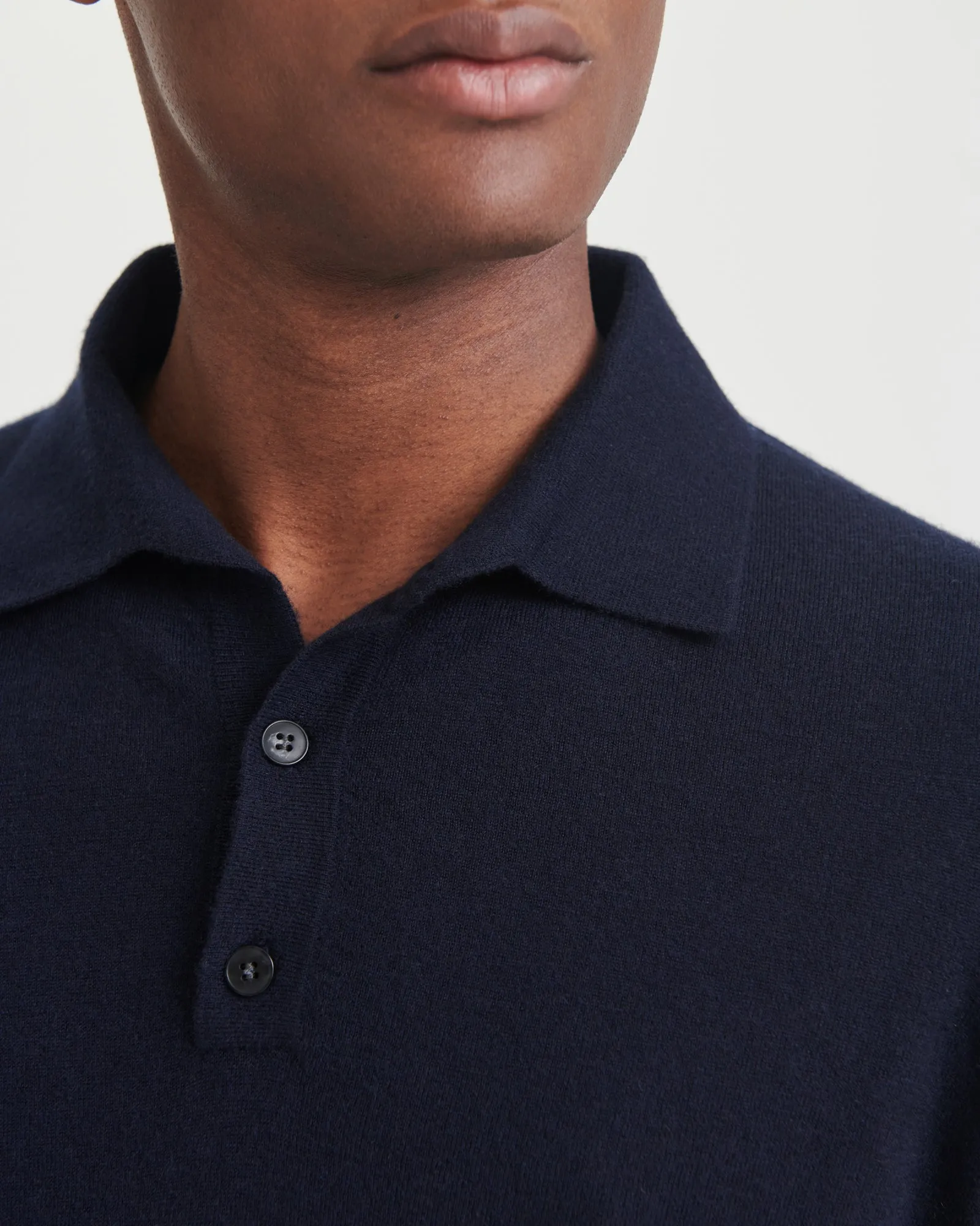 Fancy Cashmere Long Sleeve Polo