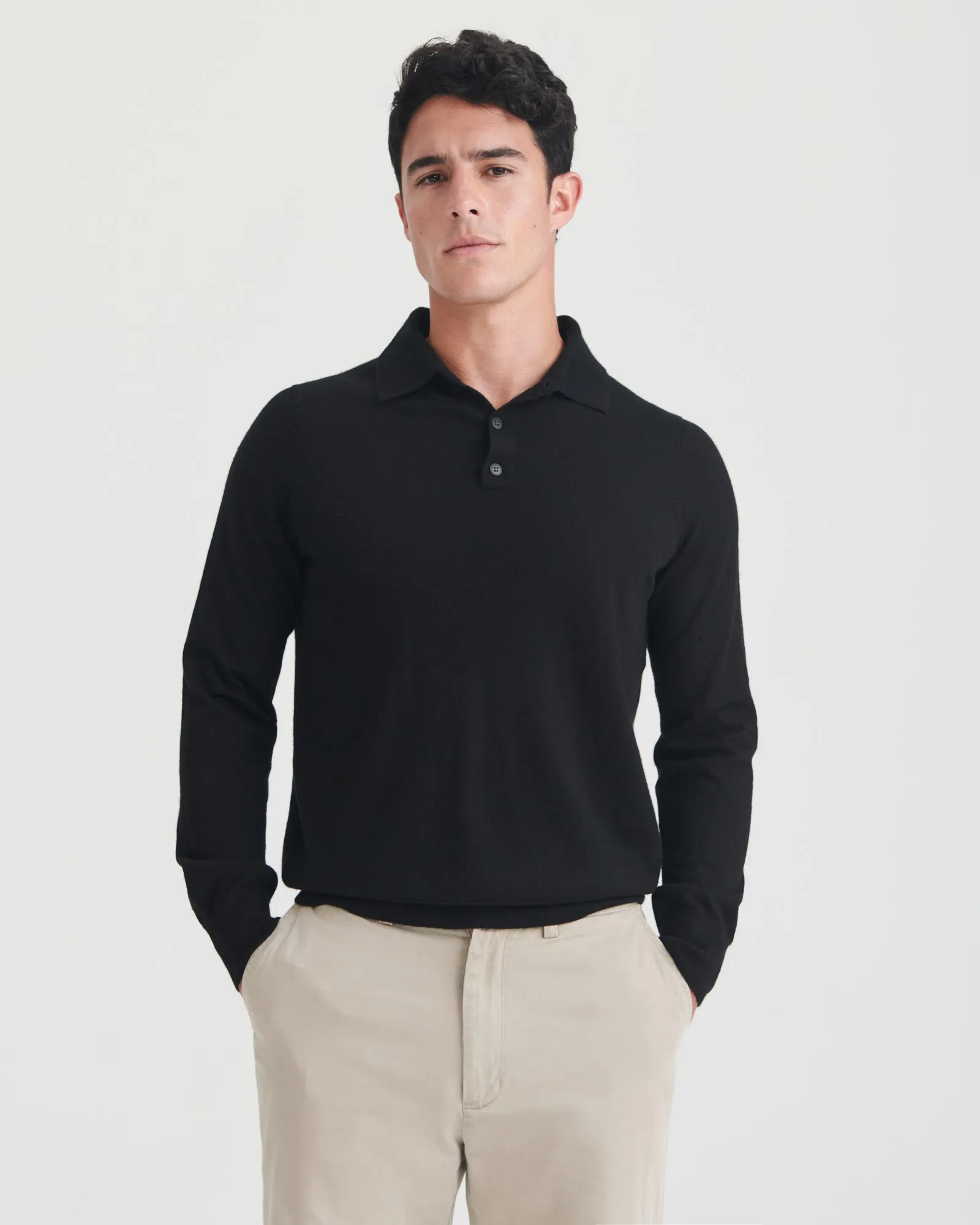 Fancy Cashmere Long Sleeve Polo