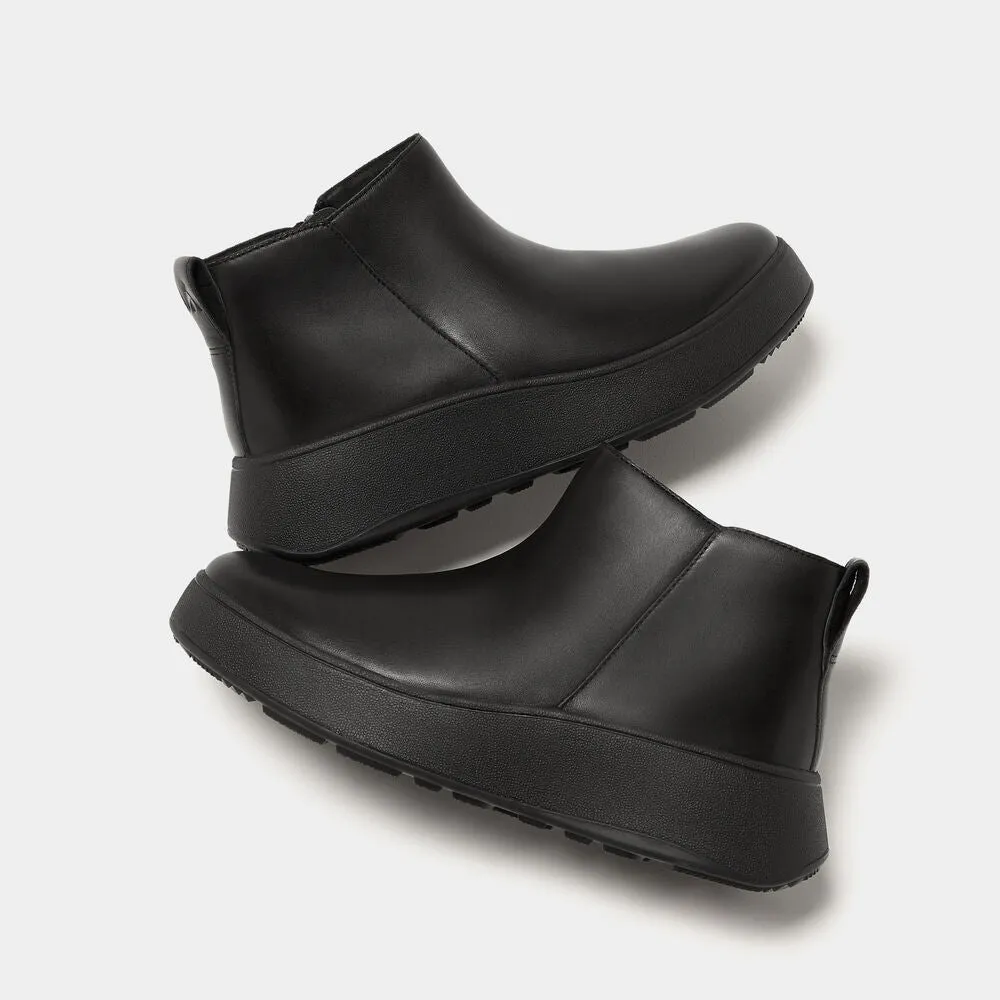 Fit-Flop F-Mode Flatform Zip Ankle Boots Black -    