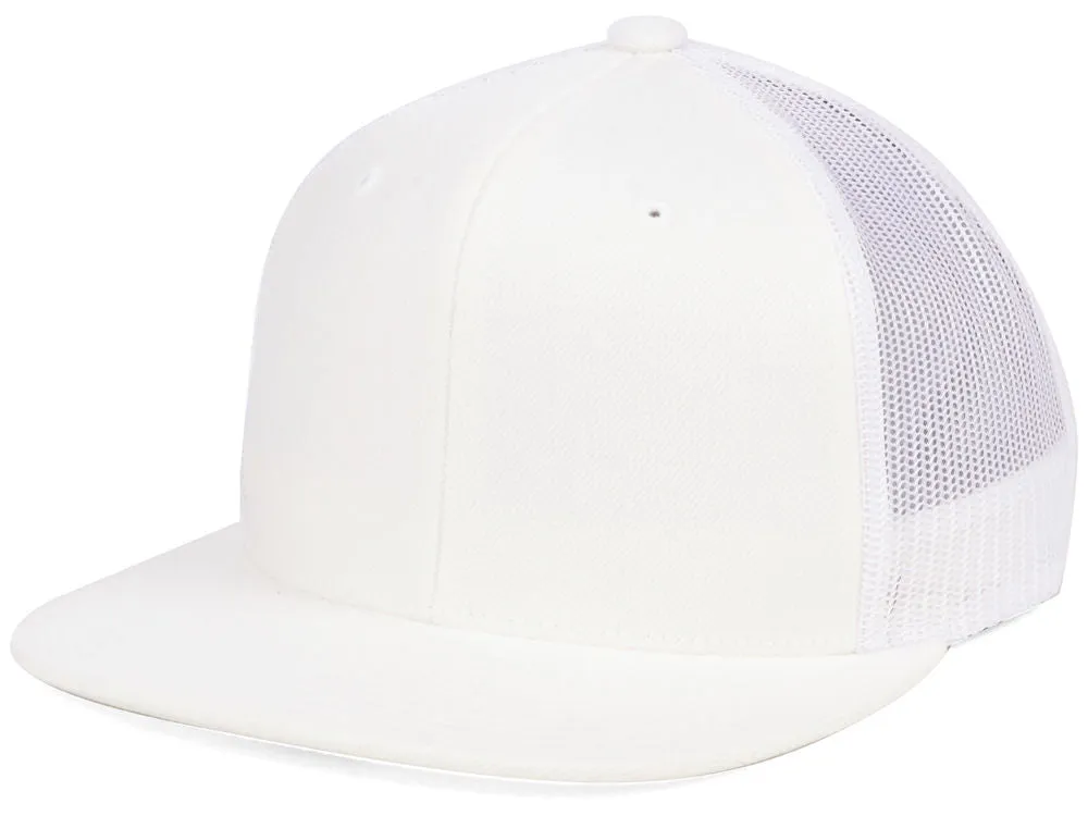 Flexfit Flat Bill Trucker - White/White