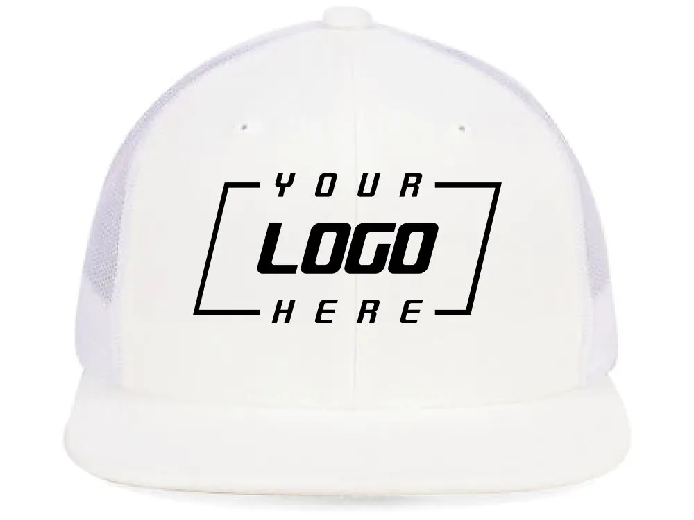 Flexfit Flat Bill Trucker - White/White