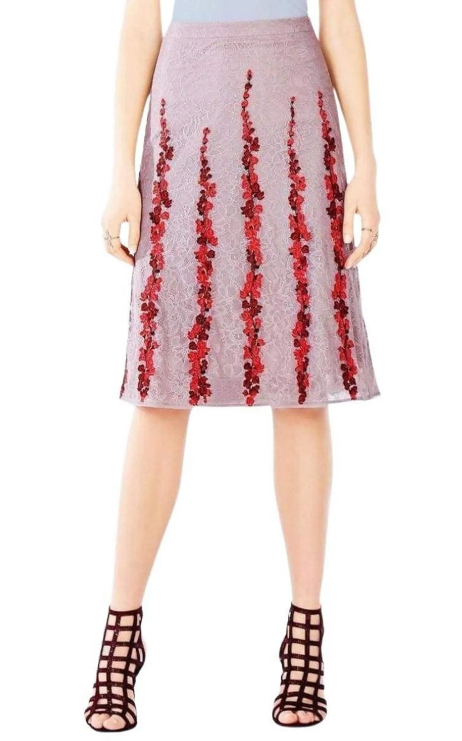 Floral Embroidered Midi Skirt