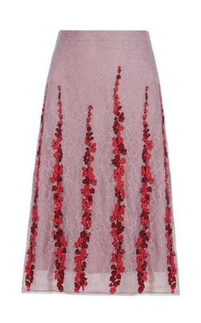 Floral Embroidered Midi Skirt