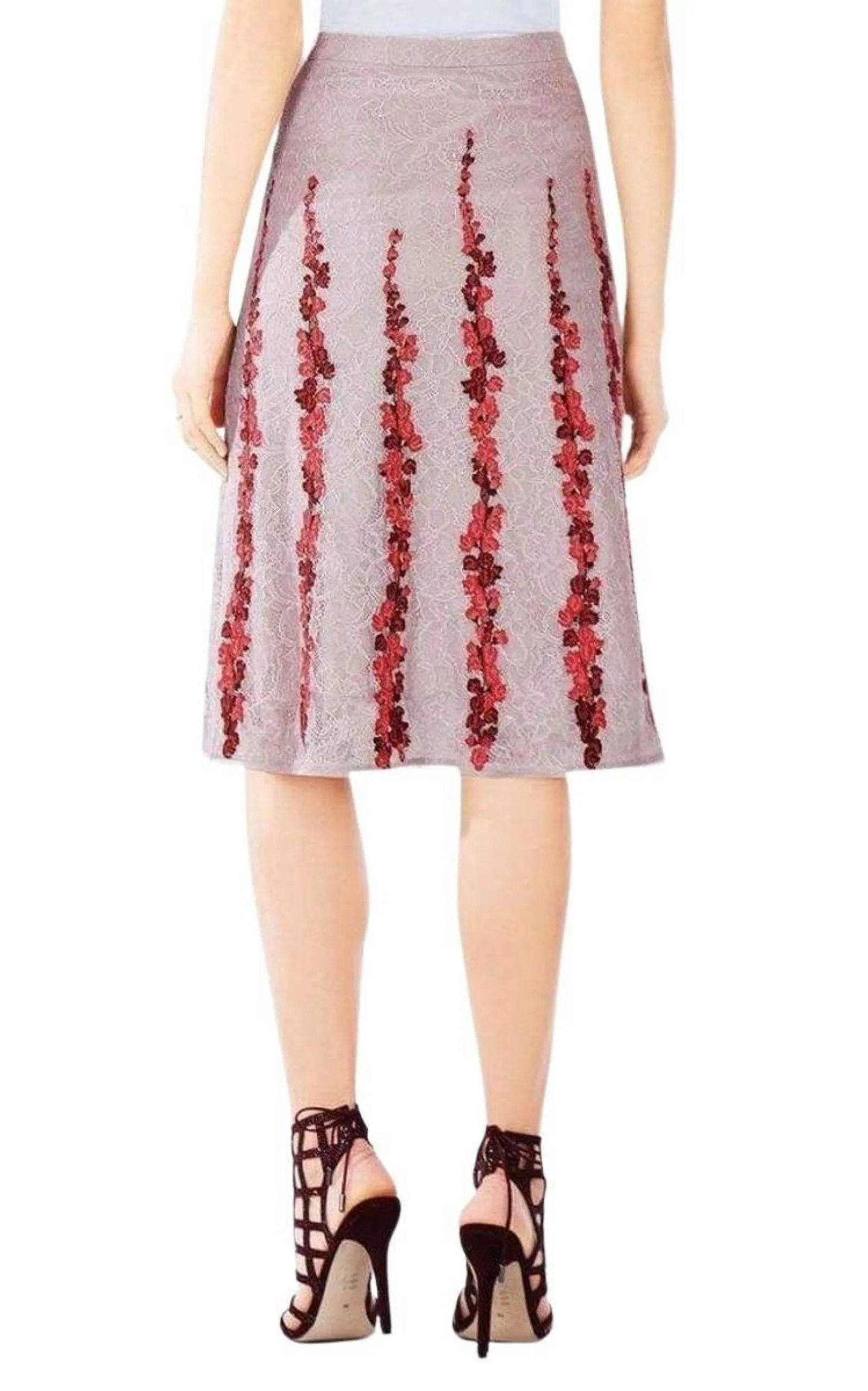 Floral Embroidered Midi Skirt