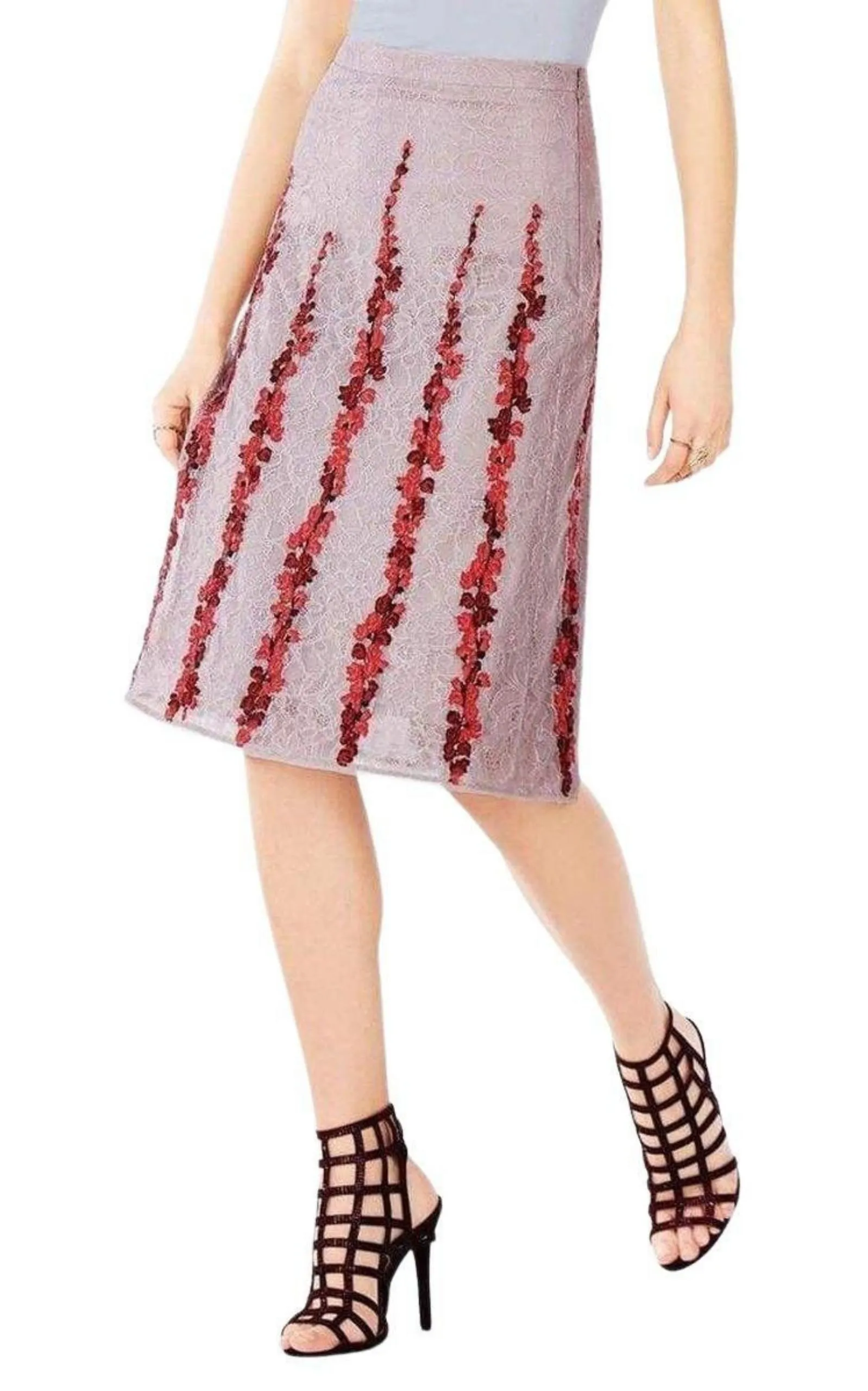 Floral Embroidered Midi Skirt