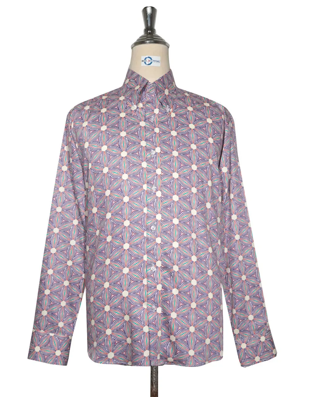 Flower Shirt - 60s  Style Light Purple Floral Shirt