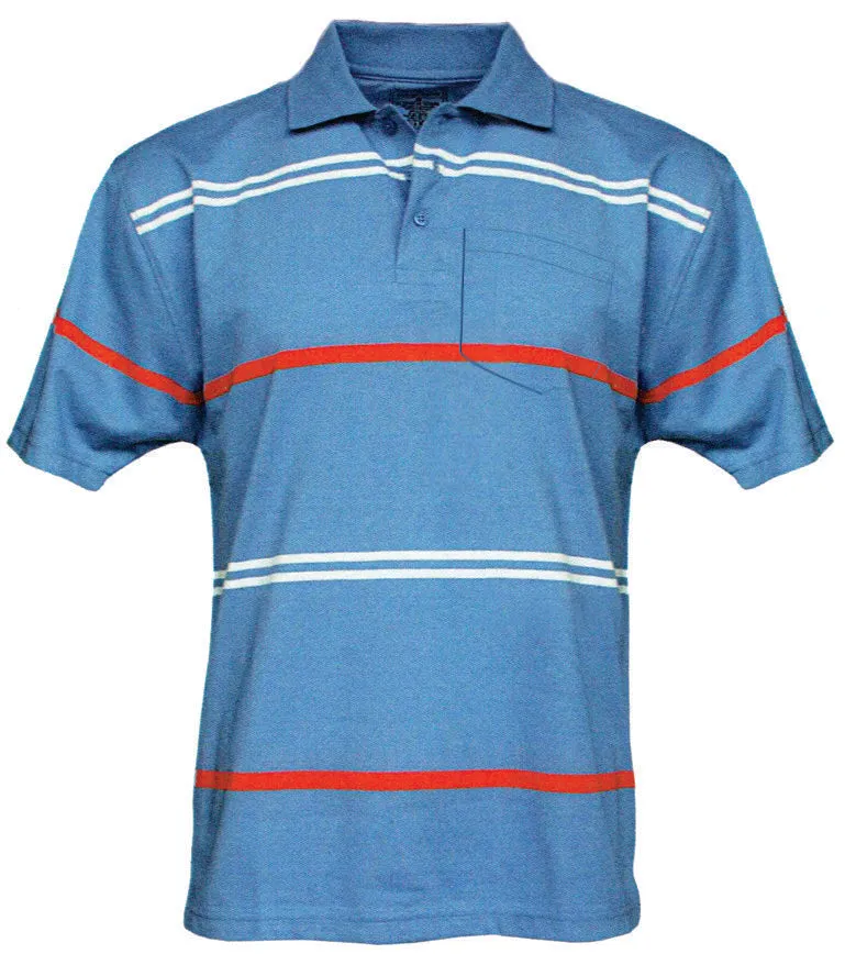 Foxfire Men's Striped Poly/Cotton Polo With Pocket