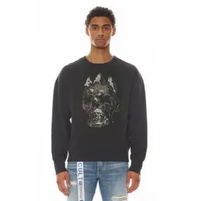 FRENCH TERRY CREWNECK SWEATSHIRT "CRYSTAL SKULL" IN BLACK