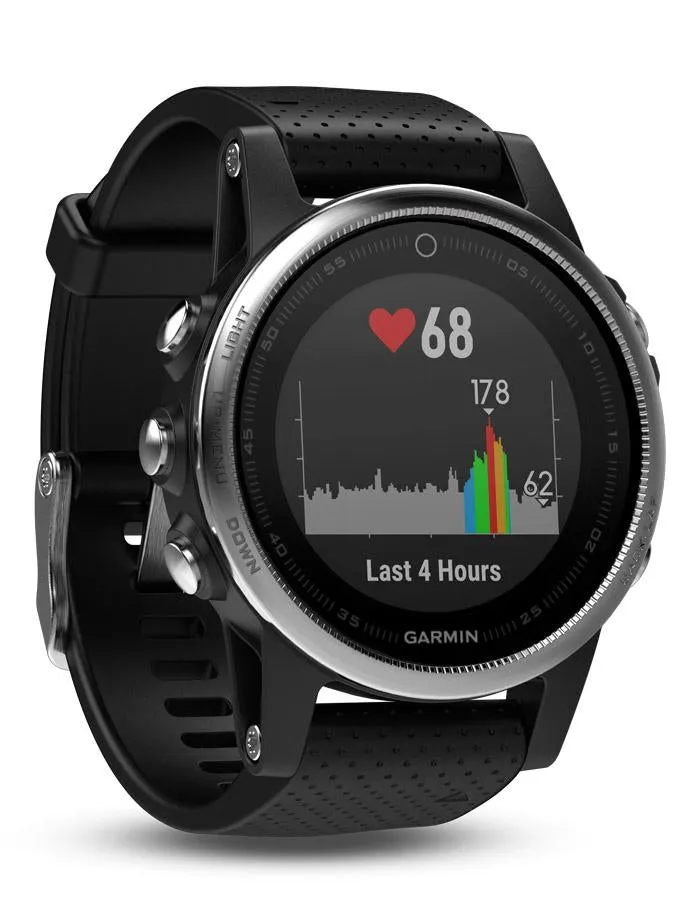 Garmin Fenix 5S Multisport GPS Watch - Black Silicone Strap - Smartwatch