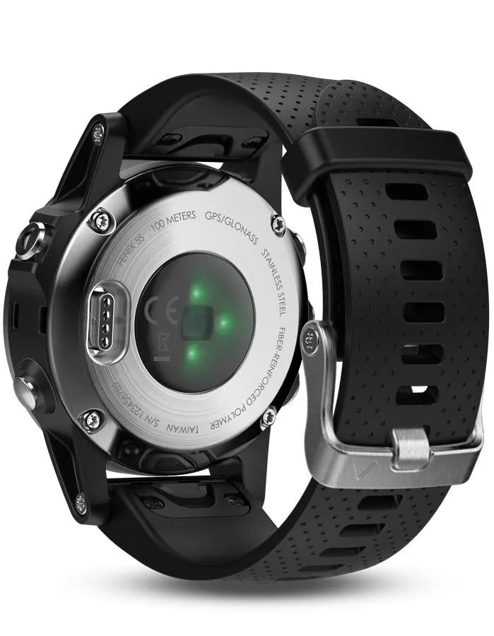 Garmin Fenix 5S Multisport GPS Watch - Black Silicone Strap - Smartwatch