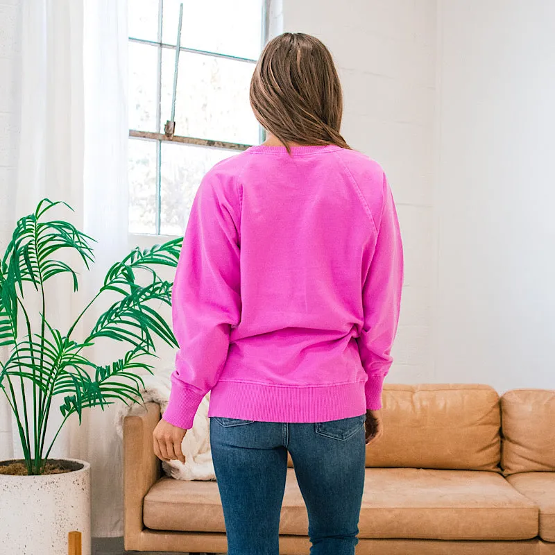 Girlfriend Crewneck Sweatshirt - Neon Hot Pink