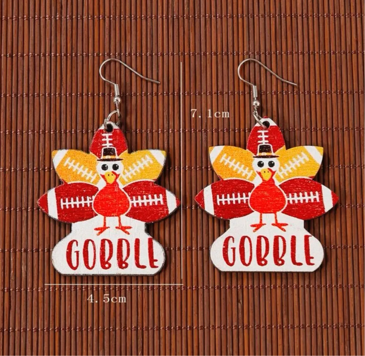 Gobble Earrings - Thanksgiving Earrings, Thanksgiving Accessories, Turkey Trot, Football Earrings