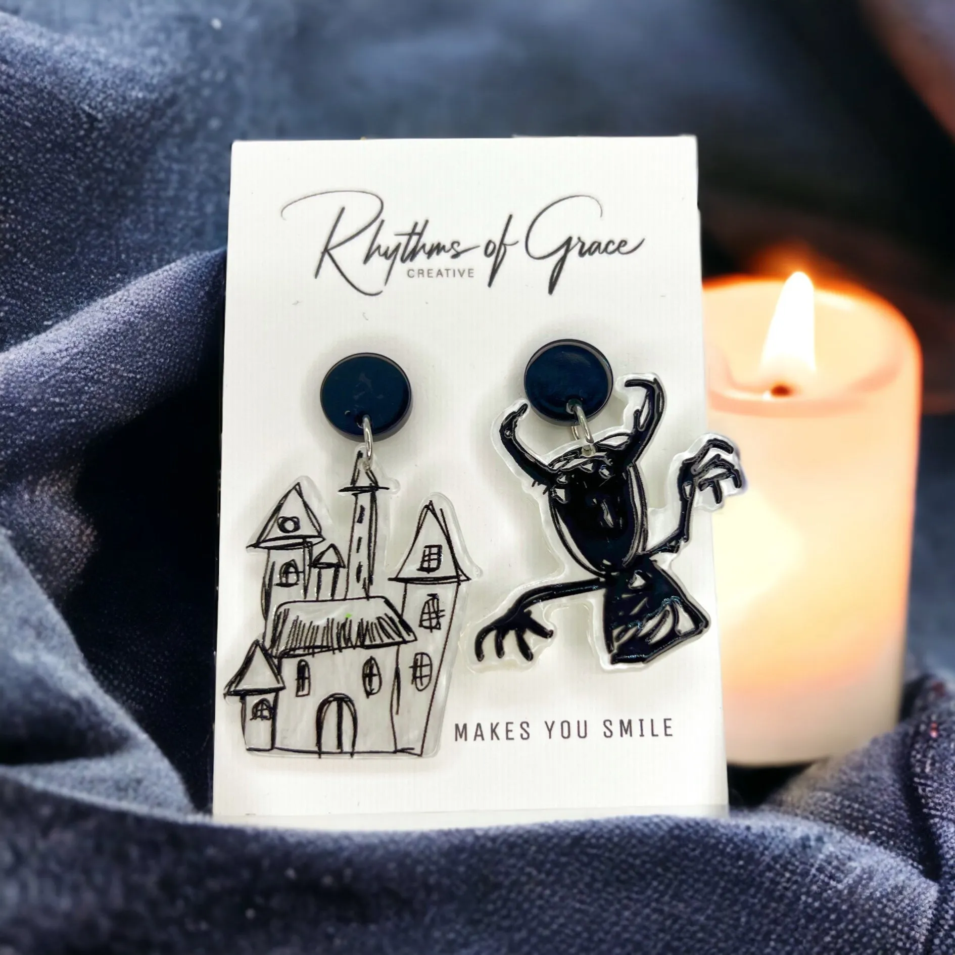 Halloween Earrings - Haunted House, Halloween Accessories , Ghost Earrings, Monster Earrings