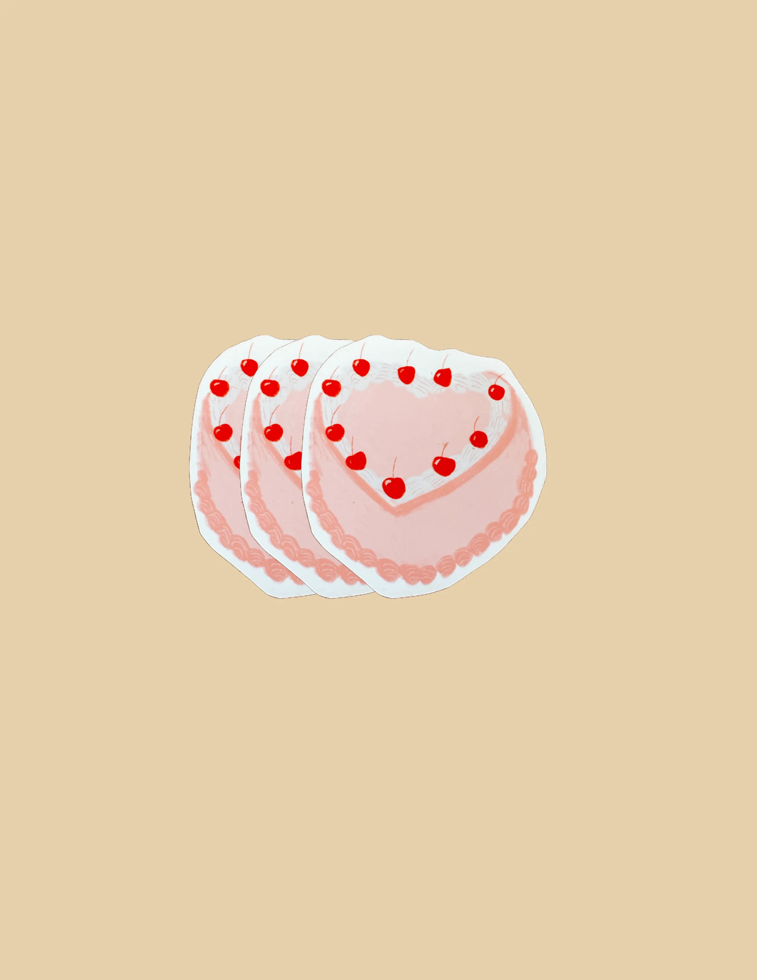 Heart Cake - Pack of 3 Stickers