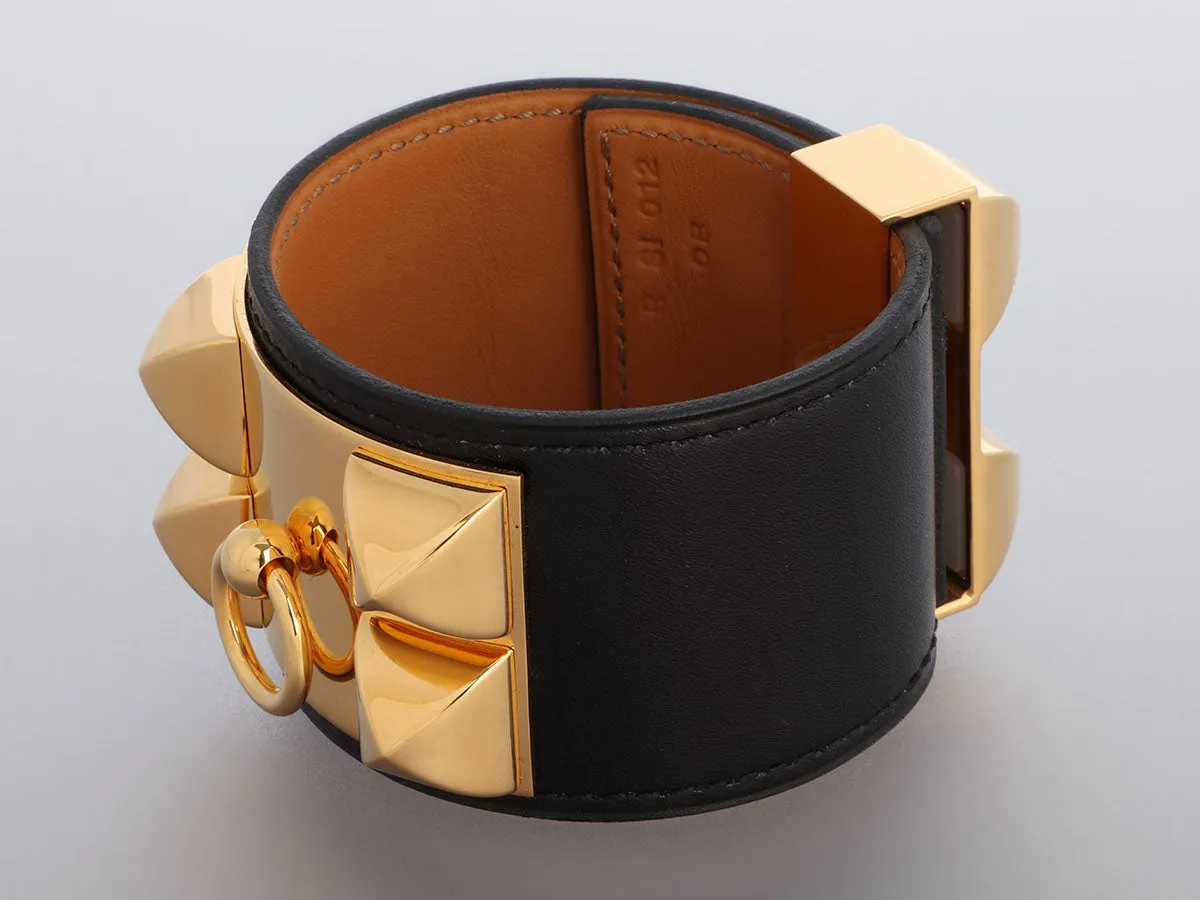 Hermès Black Leather Collier de Chien Bracelet CDC