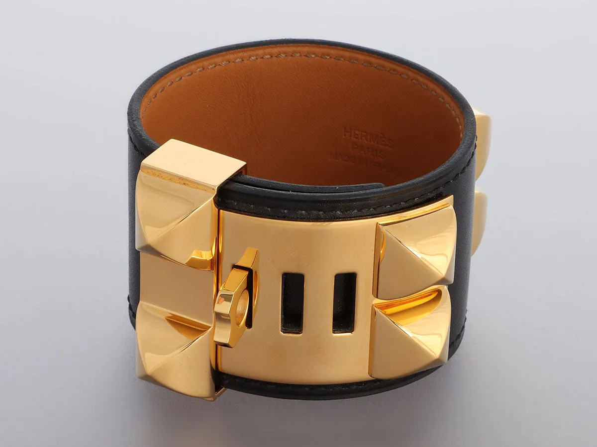 Hermès Black Leather Collier de Chien Bracelet CDC