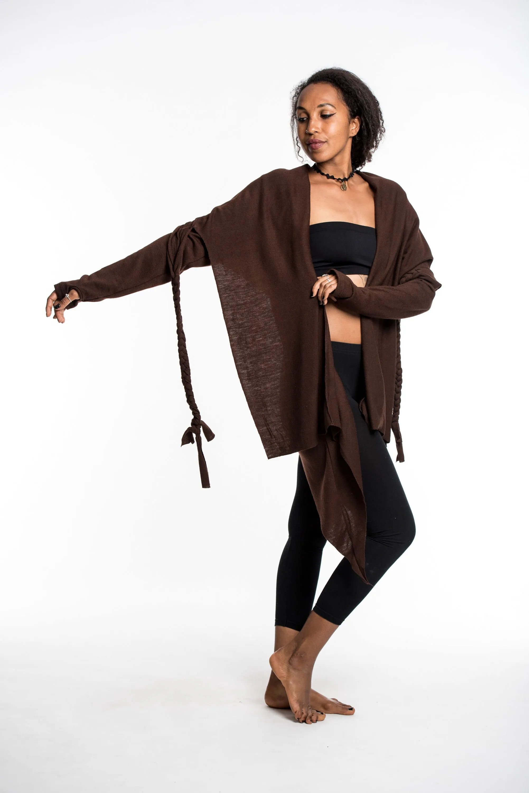 Hooded Cardigan in Brown