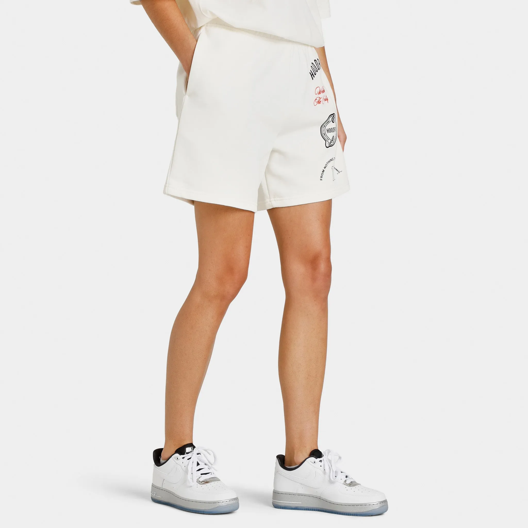 Hoodrich Women's OG Match Shorts Egret / Black - Flame