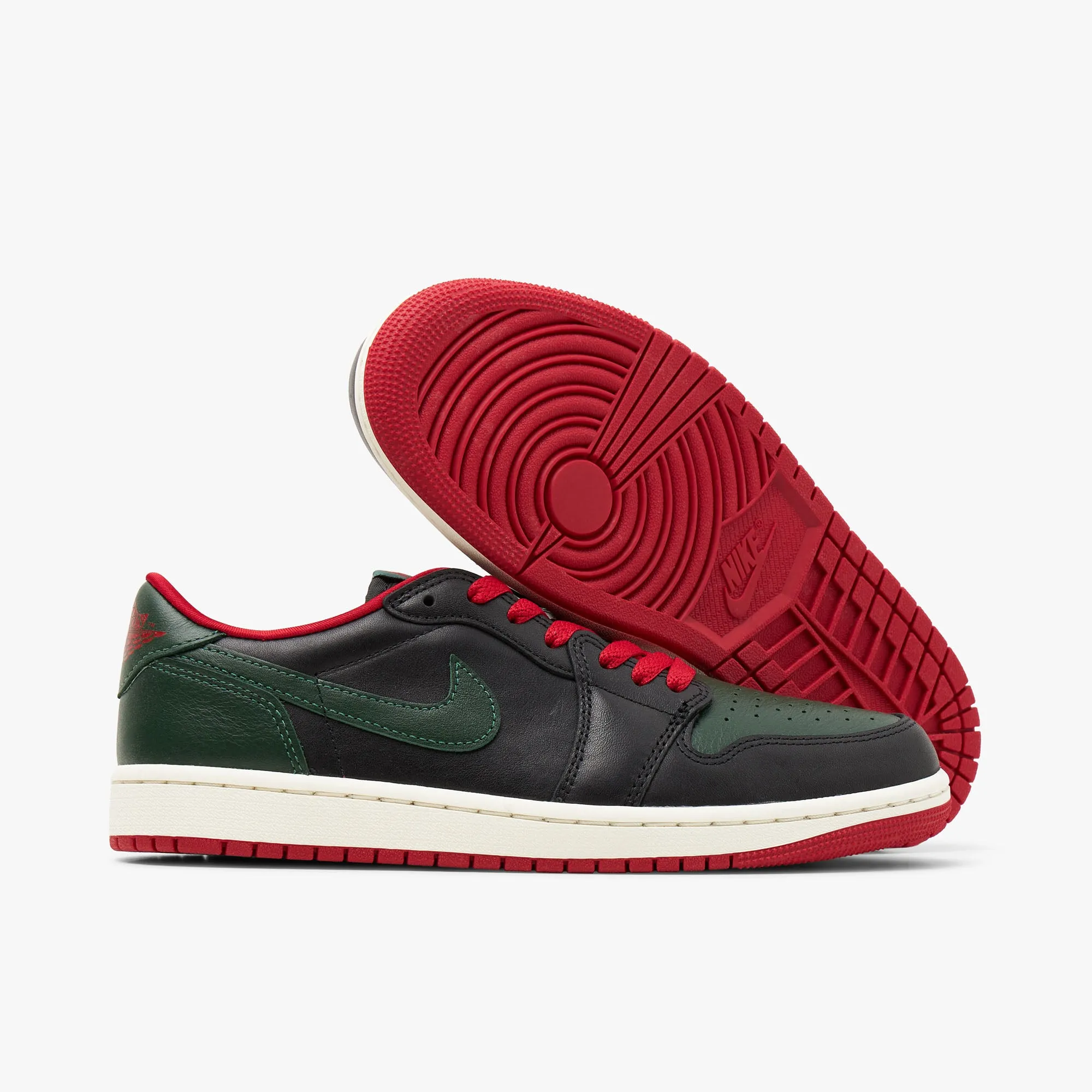 Jordan Women's 1 Low OG Black / Gorge Green - Varsity Red