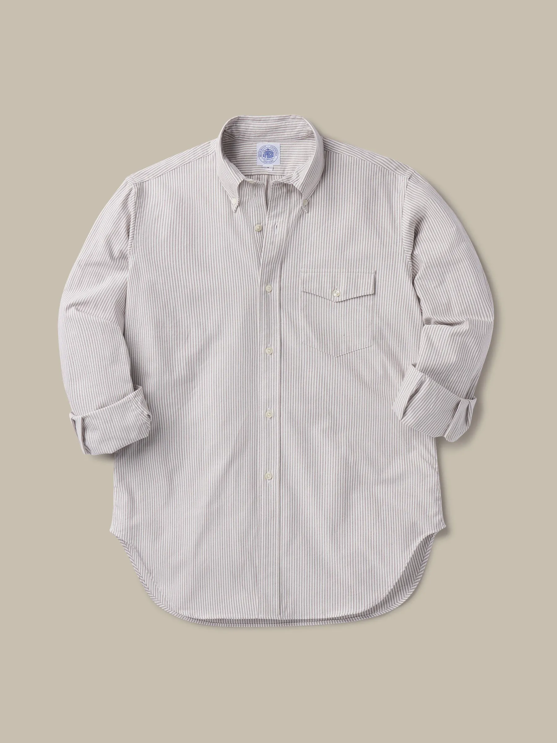 J.PRESS x BUCK MASON OXFORD BUTTON DOWN SHIRT - BROWN/WHITE