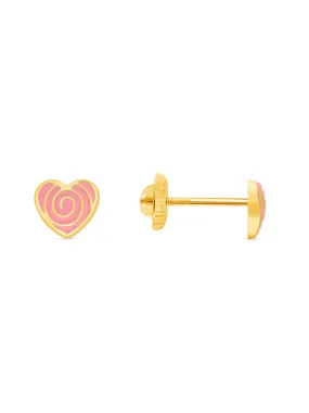 Kid Rose Heart Stud Earrings 14K