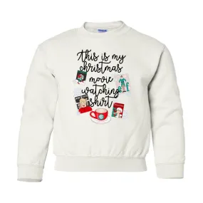 Kids Monogrammed 'This Is My Christmas Movie Watching Shirt' Crewneck Sweatshirt