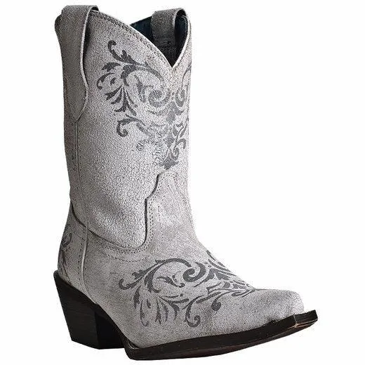 Laredo Women's Snip Toe Antique Tattoo White Cowgirl Boots 4-7